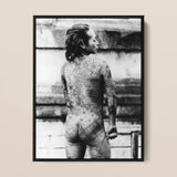 Tattooed Betto - Sexy Japanese Horse-man Art Print / Canvas Black-framed Black-and-white Photographic Person Intricate Full-body Tattoos