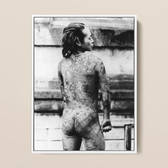 Tattooed Betto - Sexy Japanese Horse-man Art Print / Canvas Black-and-white Framed Photograph Person Intricate Full-body Tattoos Irezumi,