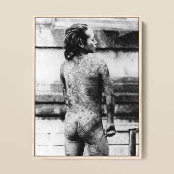 Tattooed Betto - Sexy Japanese Horse-man Art Print / Canvas Black-and-white Framed Photograph Person Intricate Full-body Tattoos Irezumi,