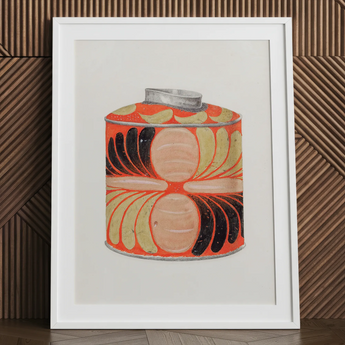 Tea Caddy - Lámina artística de cocina de los años 30 de Jacob Gielens / Lienzo, 24x32’’ / 61x81cm / Marco blanco / Passepartout, pósters, impresiones y obra visual,