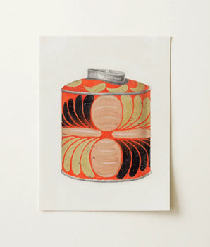 Vibrant Orange Cylindrical Tin Black Beige Leaf-like Patterns Jacob Gielens’ 1930s Kitchen, Wonderland, Art