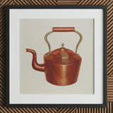 Tea Kettle - Edward L. Loper stampa artistica da cucina anni 1930 / Canvas, 12x12’’ / 31x31cm / Cornice nera / Passe-partout, Poster, stampe e opere d’arte visiva,
