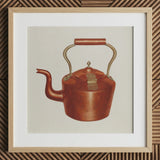 Tea Kettle - Edward L. Loper stampa artistica da cucina anni 1930 / Canvas, 12x12’’ / 31x31cm / Cornice naturale / Passe-partout, Poster, stampe e opere d’arte visiva