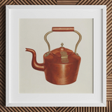 Tea Kettle - Edward L. Loper stampa artistica da cucina anni 1930 / Canvas, 12x12’’ / 31x31cm / Cornice bianca / Passe-partout, Poster, stampe e opere d’arte visiva,