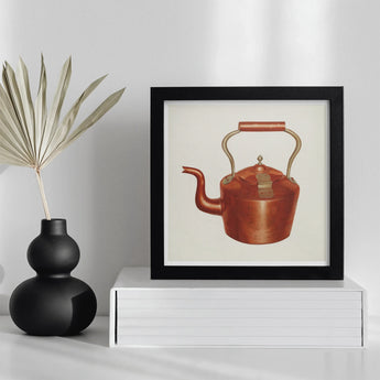 Tea Kettle - Edward L. Loper 1930s Kitchen Art Print / Canvas Framed Artwork Copper Curved Handle, Burnished Beauty, Prints