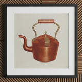 Tea Kettle - Edward L. Loper 1930s Kitchen Art Print / Canvas Vintage-style Copper Curved Spout Arched Handle Brass, Burnished Beauty,