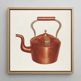 Tea Kettle - Edward L. Loper 1930s Kitchen Art Print / Canvas Vintage-style Copper Curved Spout Arched Handle Depicted, Burnished Beauty,