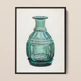 Teal Carafe - Van Silvay 1930s Glassware Art Print / Canvas, 12x16’’ / 31x41cm / Black Frame, Posters Prints & Visual Artwork, Toby Leon