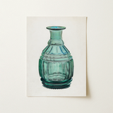 Teal Carafe - Van Silvay 1930s Glassware Art Print / Canvas, 12x16’’ / 31x41cm / Unframed / no Border, Posters Prints & Visual Artwork,