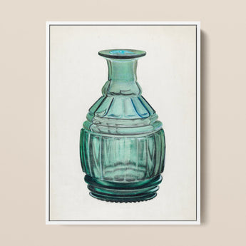 Teal Carafe - Van Silvay 1930s Glassware Art Print / Canvas, 12x16’’ / 31x41cm / White Frame, Posters Prints & Visual Artwork, Toby Leon