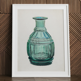 Teal Carafe - Van Silvay 1930s Glassware Art Print / Canvas, 24x32’’ / 61x81cm / White Frame / Matboard, Posters Prints & Visual Artwork,