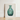 Framed Illustration Teal Glass Vase Ribbed Fluted Neck Carafe, Van Silvay Decorative, 1930s Glassware Art