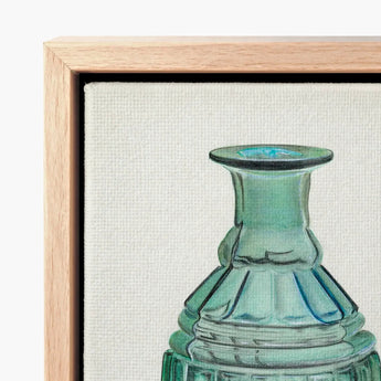 Teal Carafe - Van Silvay 1930s Glassware Art Print / Canvas Glass Bottle Fluted Base Decorative Ridges Depicted, Prints
