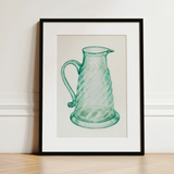 Teal Molasses Jug - Giacinto Capelli 1930s Kitchen Art Print / Canvas, 12x16’’ / 31x41cm / Black Frame / Matboard, Posters Prints & Visual