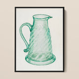 Teal Molasses Jug - Giacinto Capelli 1930s Kitchen Art Print / Canvas, 12x16’’ / 31x41cm / Black Frame, Posters Prints & Visual Artwork,