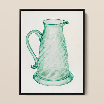 Teal Molasses Jug - Giacinto Capelli 1930s Kitchen Art Print / Canvas, 12x16’’ / 31x41cm / Black Frame, Posters Prints & Visual Artwork,
