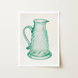Teal Molasses Jug - Giacinto Capelli 1930s Kitchen Art Print / Canvas Translucent Glass Pitcher Twisted Textured Body Curved, Prints