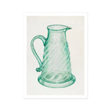 Teal Molasses Jug - Giacinto Capelli 1930s Kitchen Art Print / Canvas Mint Green Glass Pitcher Spiral Pattern Curved Handle, Prints