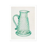 Teal Molasses Jug - Giacinto Capelli 1930s Kitchen Art Print / Canvas Mint Green Glass Pitcher Spiral Pattern Curved Handle, Prints