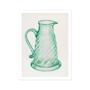 Teal Molasses Jug - Giacinto Capelli 1930s Kitchen Art Print / Canvas Mint Green Glass Pitcher Spiral Pattern Curved Handle, Prints