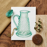 Teal Molasses Jug - Giacinto Capelli 1930s Kitchen Art Print / Canvas Translucent Glass Pitcher Twisted Ribbed Design Elegant, Prints