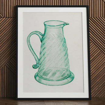Teal Molasses Jug - Giacinto Capelli 1930s Kitchen Art Print / Canvas Translucent Green Glass Pitcher Twisted Ribbed Design Elegant, Prints