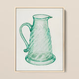 Teal Molasses Jug - Giacinto Capelli 1930s Kitchen Art Print / Canvas Translucent Green Glass Pitcher Twisted Textured Body Elegant, Prints