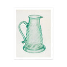 Teal Molasses Jug - Giacinto Capelli 1930s Kitchen Art Print, Mint Green Glass Pitcher Spiral Pattern Curved Handle