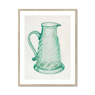 Teal Molasses Jug - Giacinto Capelli 1930s Kitchen Art Print, Mint-green Glass Pitcher Spiral Pattern Curved Handle