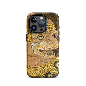 Thai Monkey See - Traditional Fresco Iphone Case 15 Pro / Matte Hanuman-themed Phone Case Wat Phra Kaew, Siam’s Legendary Simians, Grinning