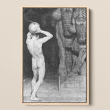 The Anarchist - Sascha Schneider Art Print / Canvas Framed Black-and-white Lithograph Nude Male Figure Apple Head Sneider, Schneider’s,