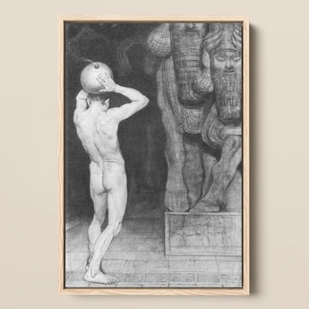 The Anarchist - Sascha Schneider Art Print / Canvas Framed Black-and-white Lithograph Nude Male Figure Apple Head Sneider, Schneider’s,