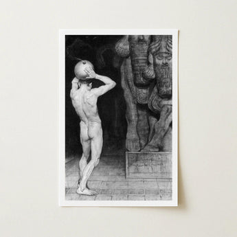 The Anarchist - Sascha Schneider Art Print / Canvas Black-and-white Framed Artwork Nude Male Figure Sphere Head Sneider, Schneider’s, Prints