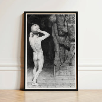 The Anarchist - Sascha Schneider Art Print / Canvas Black-framed Monochrome Nude Male Figure Sphere Sneider, Schneider’s, Prints