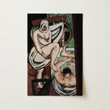 The Bath - Max Beckmann Art Print / Canvas Rectangular Framed Cubist-style Painting Two Nude Figures, Woman Steadies Prints