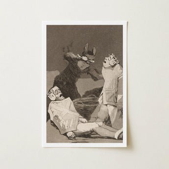 The Chinchillas - Francisco De Goya Art Print / Canvas Sepia-toned Framed Dramatic Scene Three Figures Dark, Ignorance Gnaws, Blind