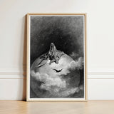 The Death - Gustave Dore Art Print / Canvas Framed Black-and-white Illustration Cloaked Figure Seated Atop Globe-like, Mercy Carved, Prints