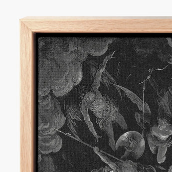 The Fall of Man - Gustave Dore Art Print / Canvas Framed Black-and-white Dramatic Scene Winged Figures Motion Enclosed Milton’s Cosmic
