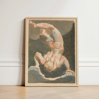 The First Book of Urizen - William Blake Art Print / Canvas Framed Artwork Nude Figure Acrobatic Pose Rendered Soft Single Male Body, Legs