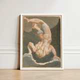 The First Book of Urizen - William Blake Art Print / Canvas Framed Artwork Nude Figure Acrobatic Pose Rendered Soft Single Male Body, Legs