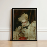 Black-framed Art Print Portrait Person Ornate Off-white Ruffled Gay Devil, Void Stares