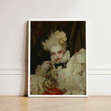 Framed Portrait Person Ornate Off-white Ruffled Costume Floral Gay Devil Art, Print, Void Stares