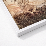 Framed Artwork Detailed Sepia-toned Illustration Mythological Creature Rocky Dawn Locks Eyes, Arthur Rackham Art, Print, Rackham’s, Pan