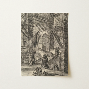 The Staircase with Trophies - Giovanni Battista Piranesi Art Print / Canvas Detailed Black-and-white Sketch Ancient Grand Architectural