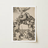 The Witch - Albrecht Durer Art Print / Canvas Framed Black-and-white Dynamic Scene Figures Mythological Creatures, Crone Vaults Prints