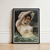 The Woman in Waves - Gustave Courbet Art Print / Canvas Black-framed Classical Nude Turbulent Ocean, Pulls, English Channel’s Churn, Auburn