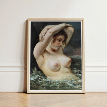 The Woman in Waves - Gustave Courbet Art Print / Canvas Framed Classical Painting Nude Turbulent Ocean, Pulls, English Channel’s Churn,