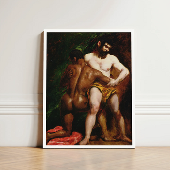 The Wrestlers - William Etty Homoerotic Art Print / Canvas Framed Reproduction El Greco’s ?The Fall Rebel Angels”, Testosterone-fueled Time C