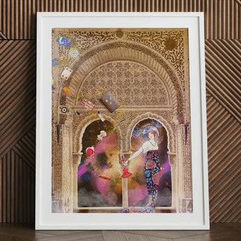 Thea the Space Nymph - Surreal Cosmic Myth Art Print Framed Woman Ornate Patterned Dress Intricate Enchantress Bridging, Behold Prints