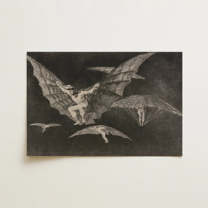 Where There’s a will Way - Francisco De Goya Art Print / Canvas Black White Central Figure Bat-like Wings Surrounded Captures, Etched